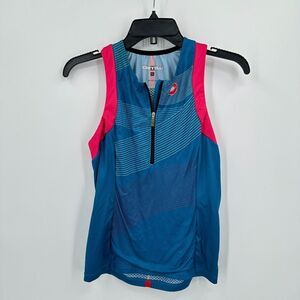 Castelli Free Tri Singlet Cycling Top Womens Large Blue Pink Activewear‎ Jersey
